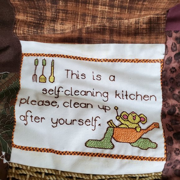 Cross Stitch Quilt Patchwork Lap Throw Blanket Hand Made Kitchen Theme 38" x 60" - Picture 4 of 14